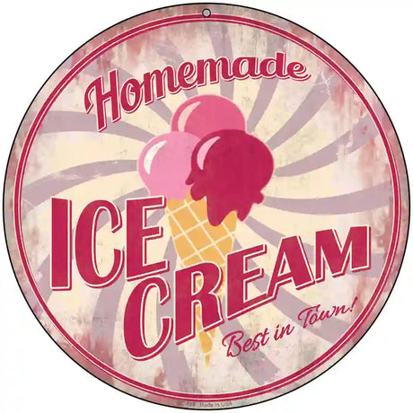 Homemade Ice Cream Novelty Metal Circular Sign 8" (UC)