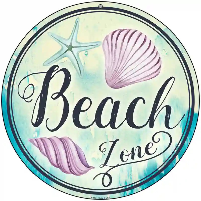 Beach Zone Novelty Metal Circular Sign 8" (UC)