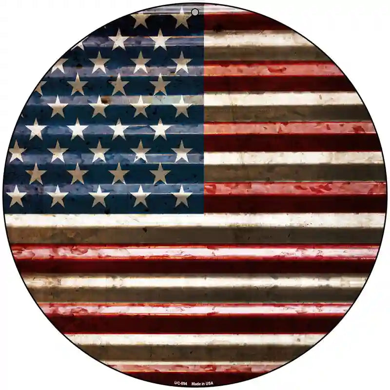 American Flag Novelty Circular Sign 8" (UC)