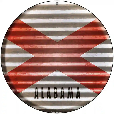 Alabama Flag Corrugated Effect Novelty Circular Sign 8" (UC)