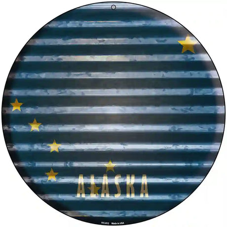 Alaska Flag Corrugated Effect Novelty Circular Sign 8" (UC)