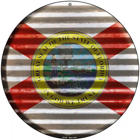 Florida Flag Corrugated Effect Novelty Circular Sign 8" (UC)