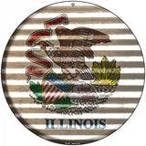 Illinois Flag Corrugated Effect Novelty Circular Sign 8" (UC)