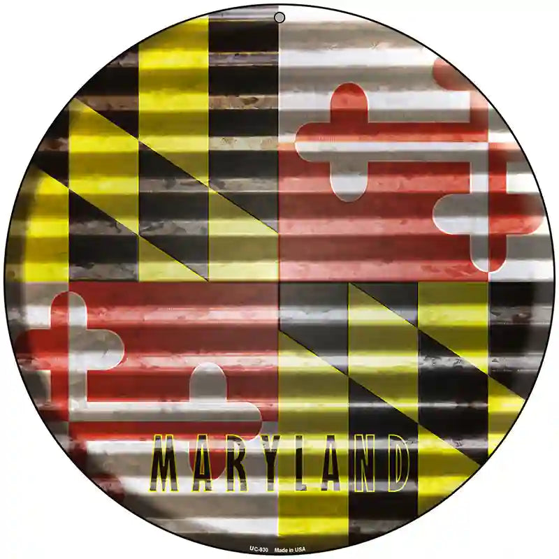 Maryland Flag Corrugated Effect Novelty Circular Sign 8" (UC)