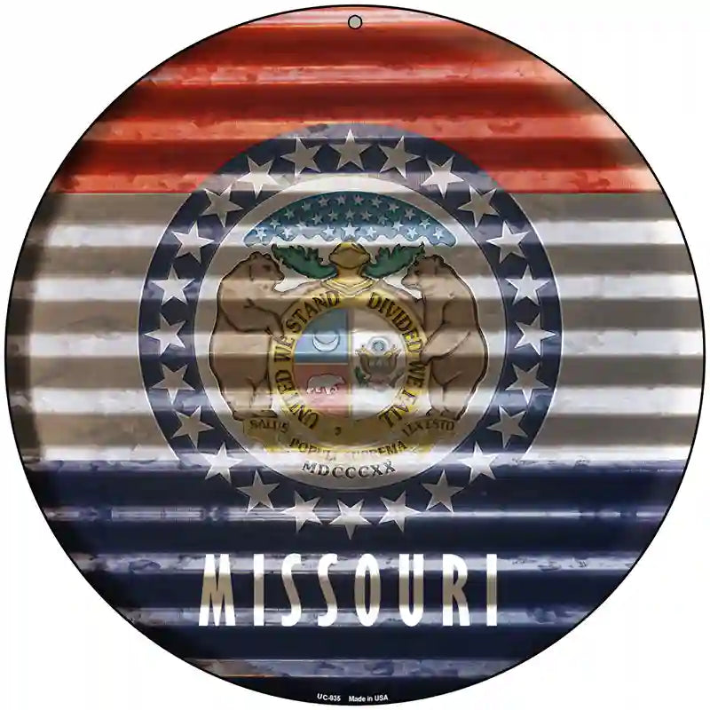 Missouri Flag Corrugated Effect Novelty Circular Sign 8" (UC)