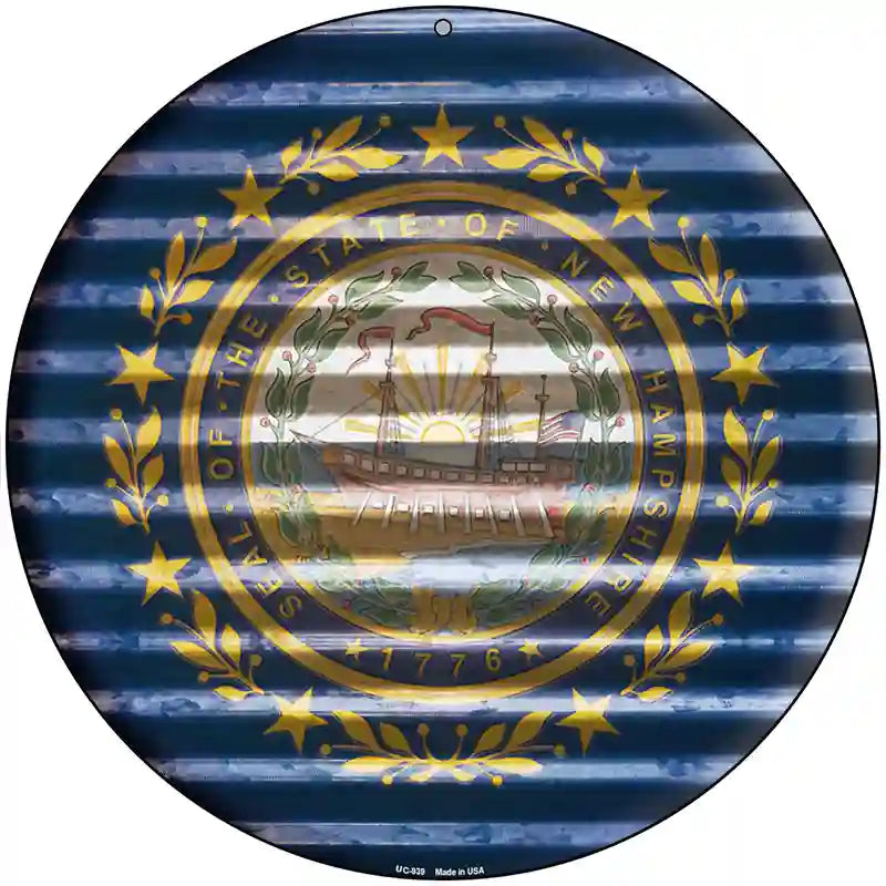 New Hampshire Flag Corrugated Effect Novelty Circular Sign 8" (UC)