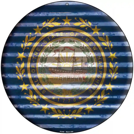 New Hampshire Flag Corrugated Effect Novelty Circular Sign 8" (UC)