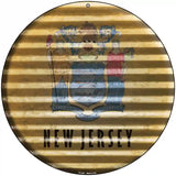 New Jersey Flag Corrugated Effect Novelty Circular Sign 8" (UC)