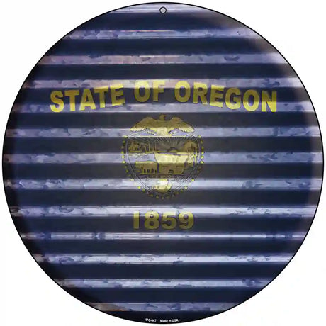 Oregon Flag Corrugated Effect Novelty Circular Sign 8" (UC)