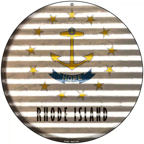 Rhode Island Flag Corrugated Effect Novelty Circular Sign 8" (UC)