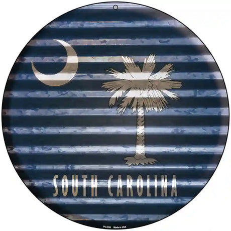 South Carolina Flag Corrugated Effect Novelty Circular Sign 8" (UC)