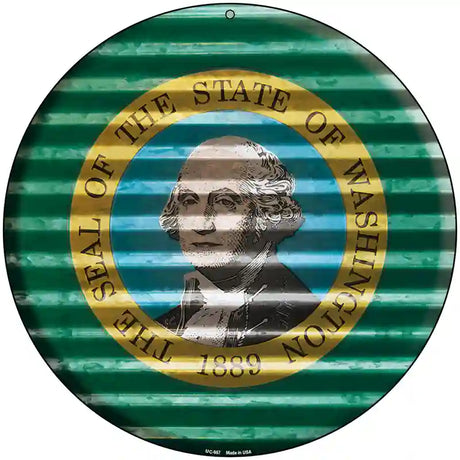 Washington Flag Corrugated Effect Novelty Circular Sign 8" (UC)