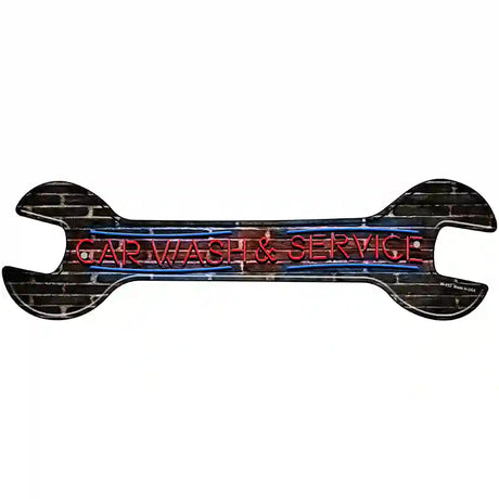 Car Wash and Service Novelty Metal Wrench Sign W-153