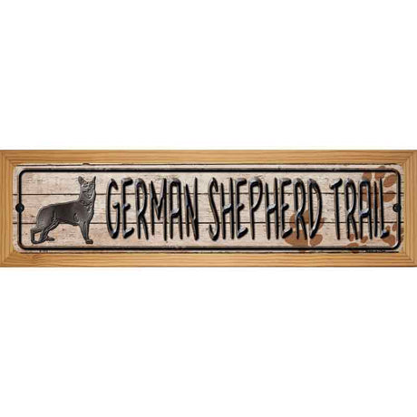 German Shepherd Trail Novelty Metal Street Sign 19" x 5.5" (WB-K)