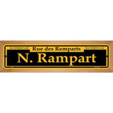 N. Rampart Yellow Novelty Metal Street Sign 19" x 5.5" (WB-K)