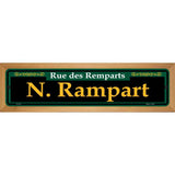 N. Rampart Green Novelty Metal Street Sign 19" x 5.5" (WB-K)