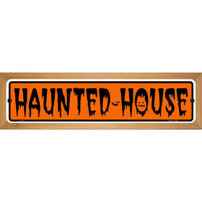 Haunted House Orange Novelty Metal Street Sign 19" x 5.5" (WB-K)