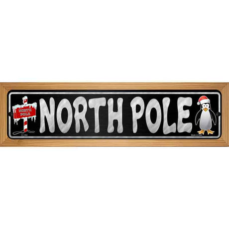 North Pole Black Novelty Metal Street Sign 19" x 5.5" (WB-K)