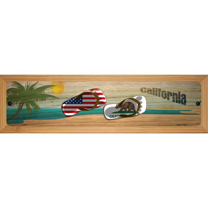 California Flag and US Flag Novelty Metal Street Sign 19" x 5.5" (WB-K)