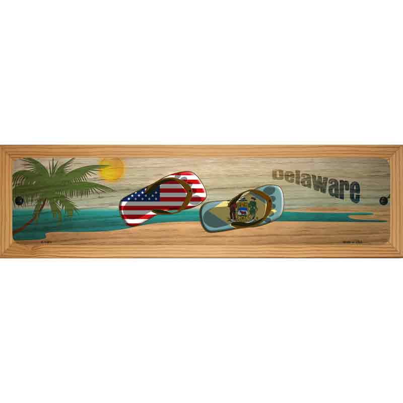 Delaware Flag and US Flag Novelty Metal Street Sign 19" x 5.5" (WB-K)