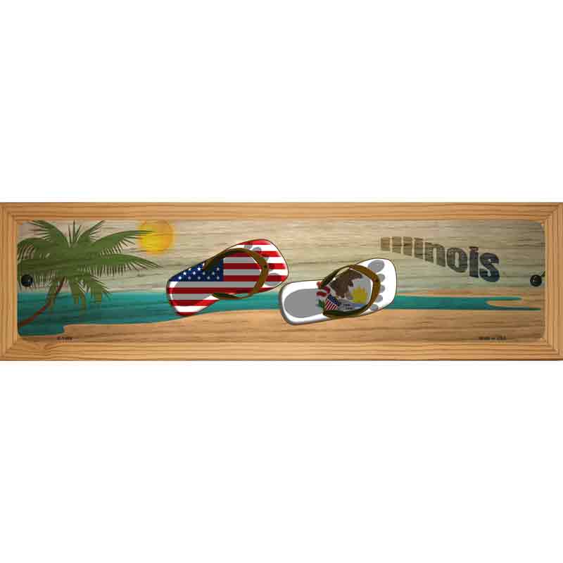 Illinois Flag and US Flag Novelty Metal Street Sign 19" x 5.5" (WB-K)