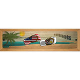 Illinois Flag and US Flag Novelty Metal Street Sign 19" x 5.5" (WB-K)