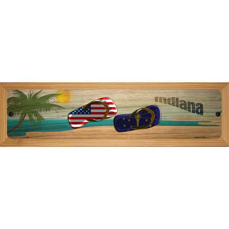 Indiana Flag and US Flag Novelty Metal Street Sign 19" x 5.5" (WB-K)