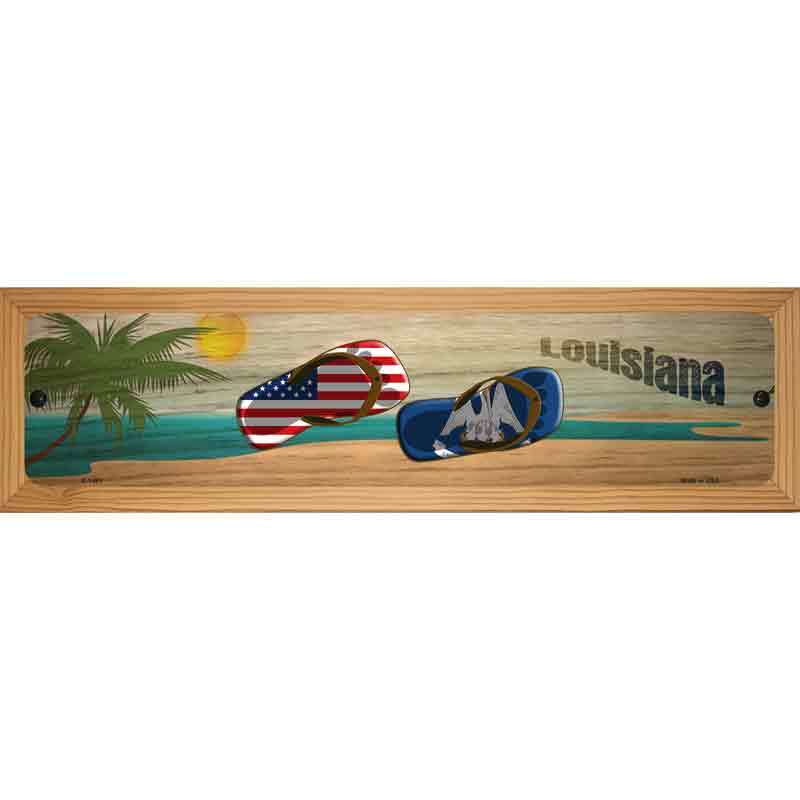 Louisiana Flag and US Flag Novelty Metal Street Sign 19" x 5.5" (WB-K)