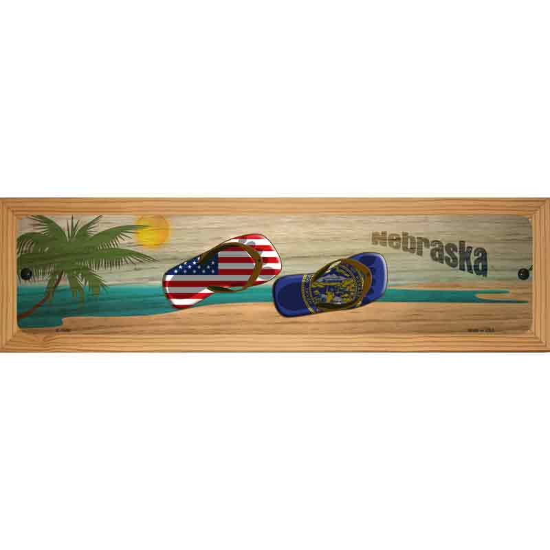 Nebraska Flag and US Flag Novelty Metal Street Sign 19" x 5.5" (WB-K)