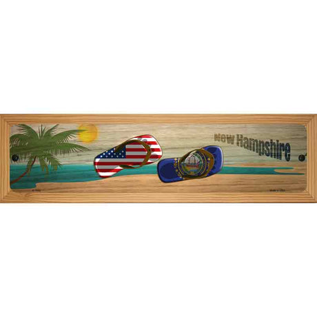 Hew Hampshire Flag and US Flag Novelty Metal Street Sign 19" x 5.5" (WB-K)