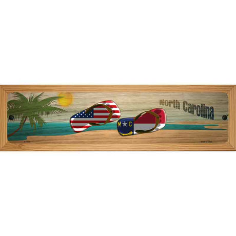 North Carolina Flag and US Flag Novelty Metal Street Sign 19" x 5.5" (WB-K)