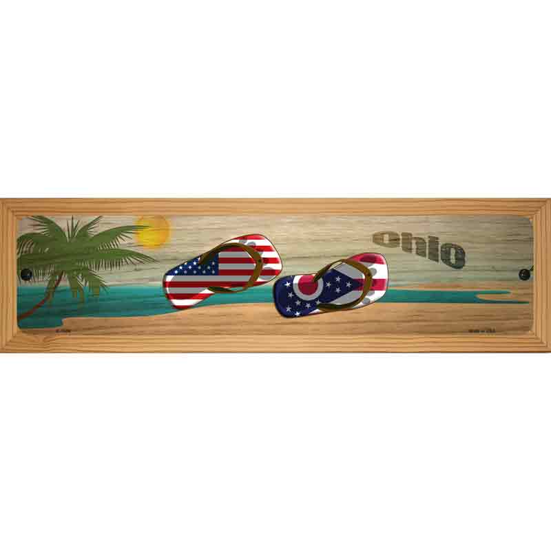 Ohio Flag and US Flag Novelty Metal Street Sign 19" x 5.5" (WB-K)