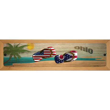 Ohio Flag and US Flag Novelty Metal Street Sign 19" x 5.5" (WB-K)