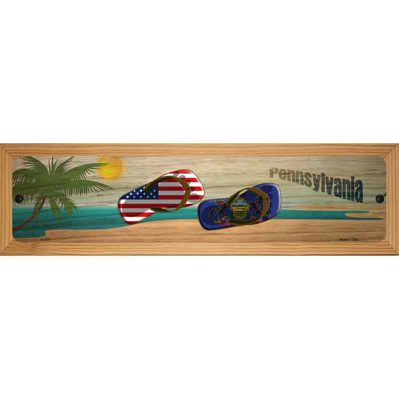 Pennsylvania Flag and US Flag Novelty Metal Street Sign 19" x 5.5" (WB-K)