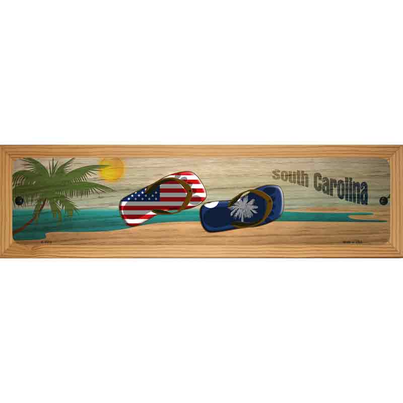 South Carolina Flag and US Flag Novelty Metal Street Sign 19" x 5.5" (WB-K)