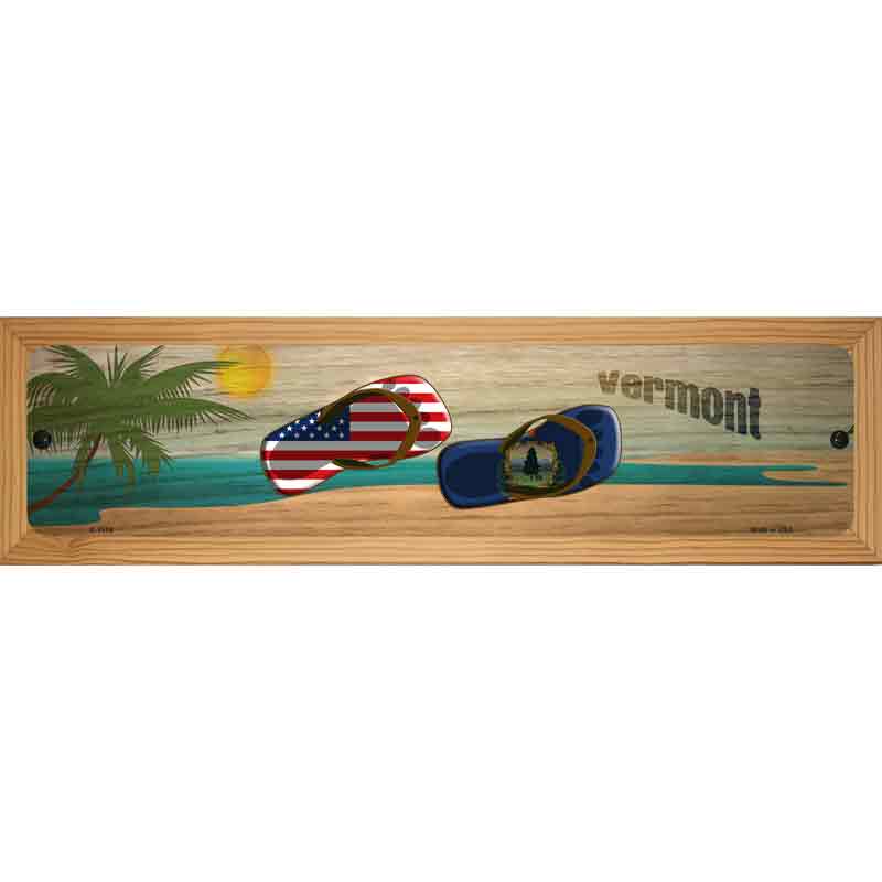 Vermont Flag and US Flag Novelty Metal Street Sign 19" x 5.5" (WB-K)