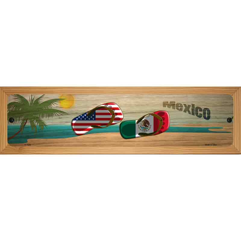 Mexico Flag and US Flag Flip Flop  Novelty Metal Street Sign 19" x 5.5" (WB-K)