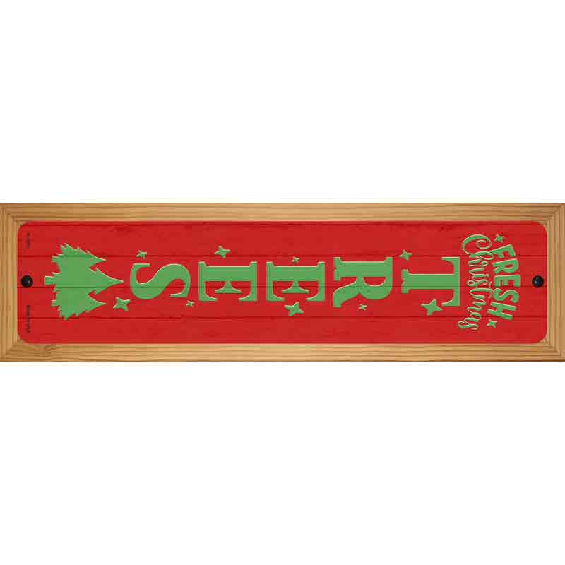 Fresh Christmas Trees Red Novelty Metal Street Sign 19" x 5.5" (WB-K)