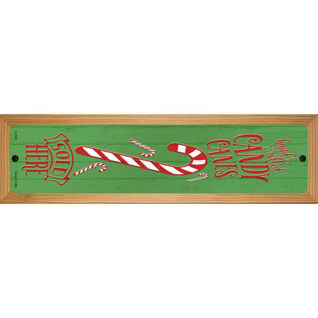 Candy Canes Sold Here Green Novelty Metal Street Sign 19" x 5.5" (WB-K)