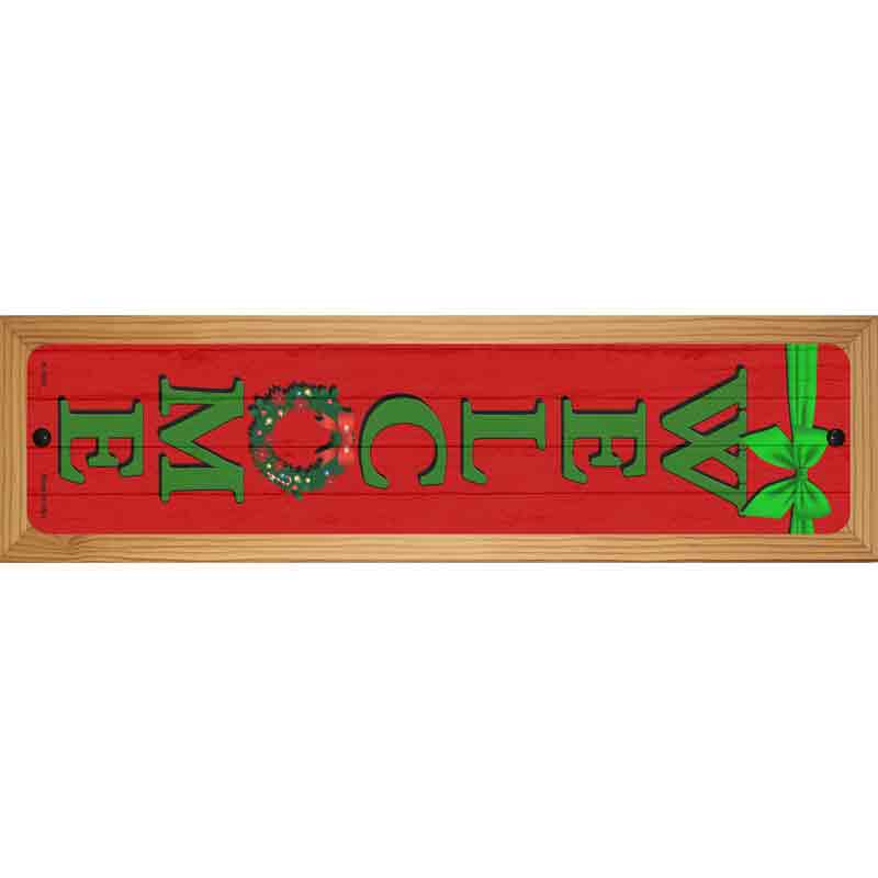 Welcome Wreath Novelty Metal Street Sign 19" x 5.5" (WB-K)