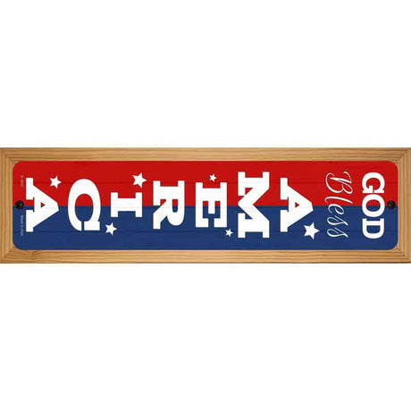 God Bless America Red and Blue Novelty Metal Street Sign 19" x 5.5" (WB-K)