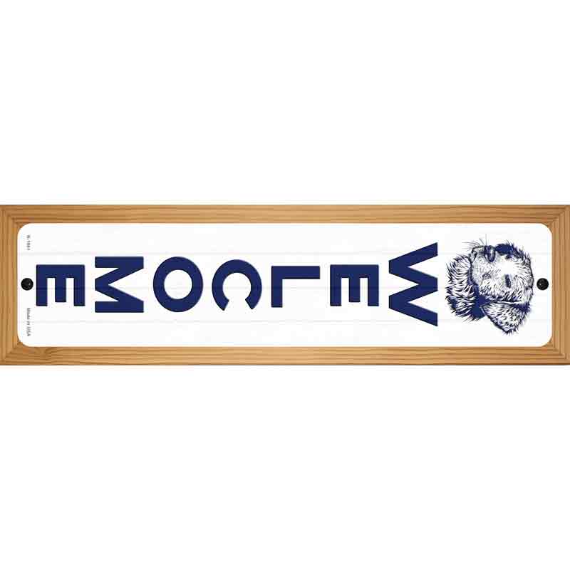 Welcome with Dog Novelty Metal Street Sign 19" x 5.5" (WB-K)