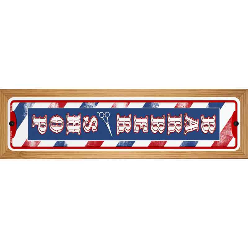 Barber Shop Vertical Novelty Metal Street Sign 19" x 5.5" (WB-K)