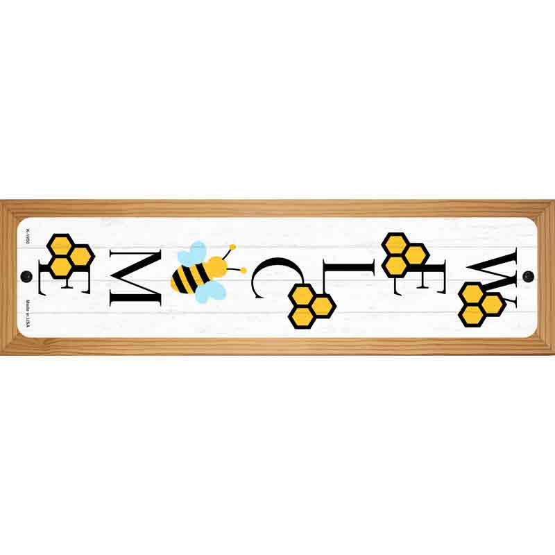 Welcome Bee Vertical Novelty Metal Street Sign 19" x 5.5" (WB-K)