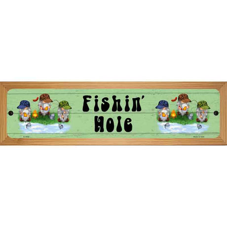 Fishing Hole Six Camo Gnomes Novelty Metal Street Sign 19" x 5.5" (WB-K)