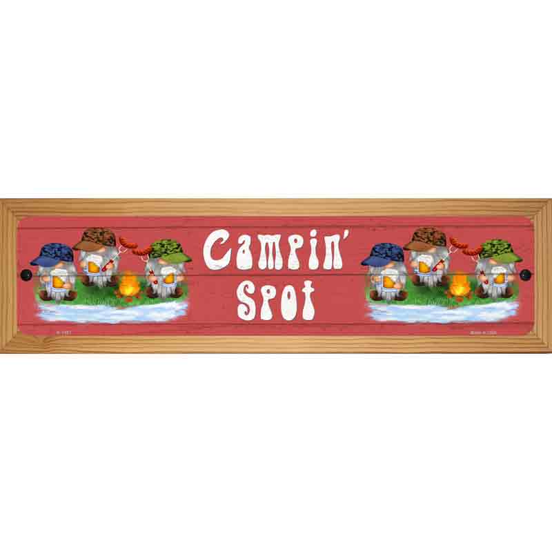 Camping Spot Six Camo Gnomes Novelty Metal Street Sign 19" x 5.5" (WB-K)