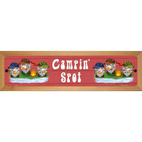 Camping Spot Six Camo Gnomes Novelty Metal Street Sign 19" x 5.5" (WB-K)