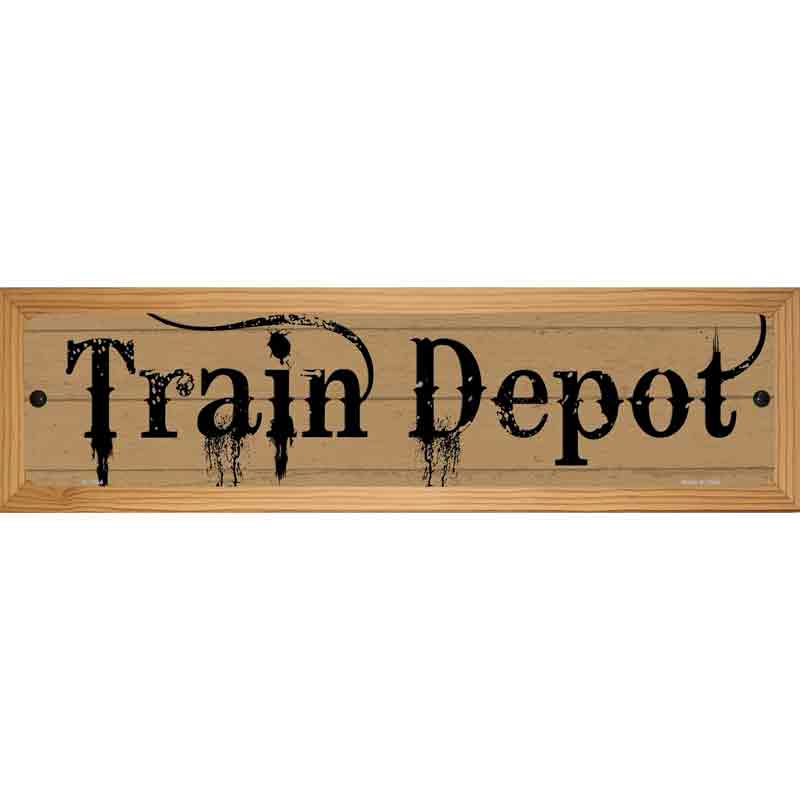 Train Depot Streaked Novelty Metal Street Sign 19" x 5.5" (WB-K)