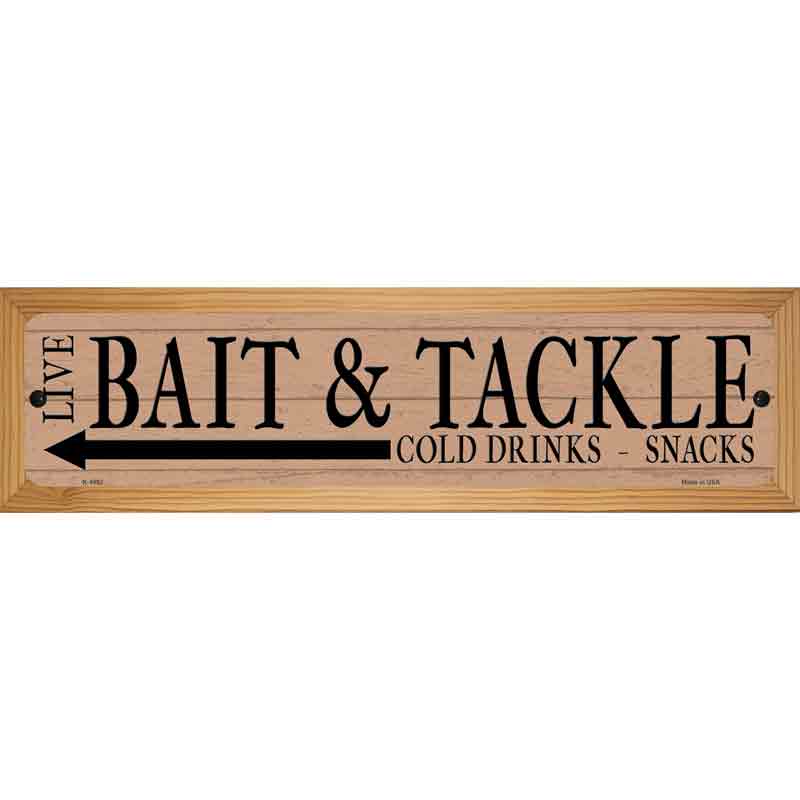 Live Bait Tackle Shop Left Novelty Metal Street Sign 19" x 5.5" (WB-K)