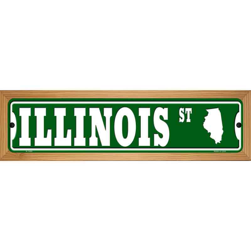 Illinois St Silhouette Novelty Metal Street Sign 19" x 5.5" (WB-K)